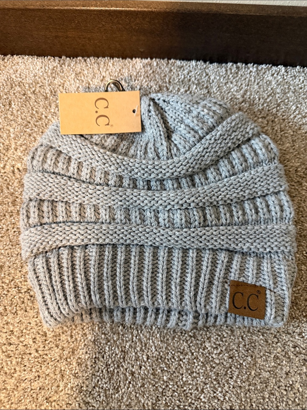 C.C Woman’s Light Gray Ribbed Knit Beanie